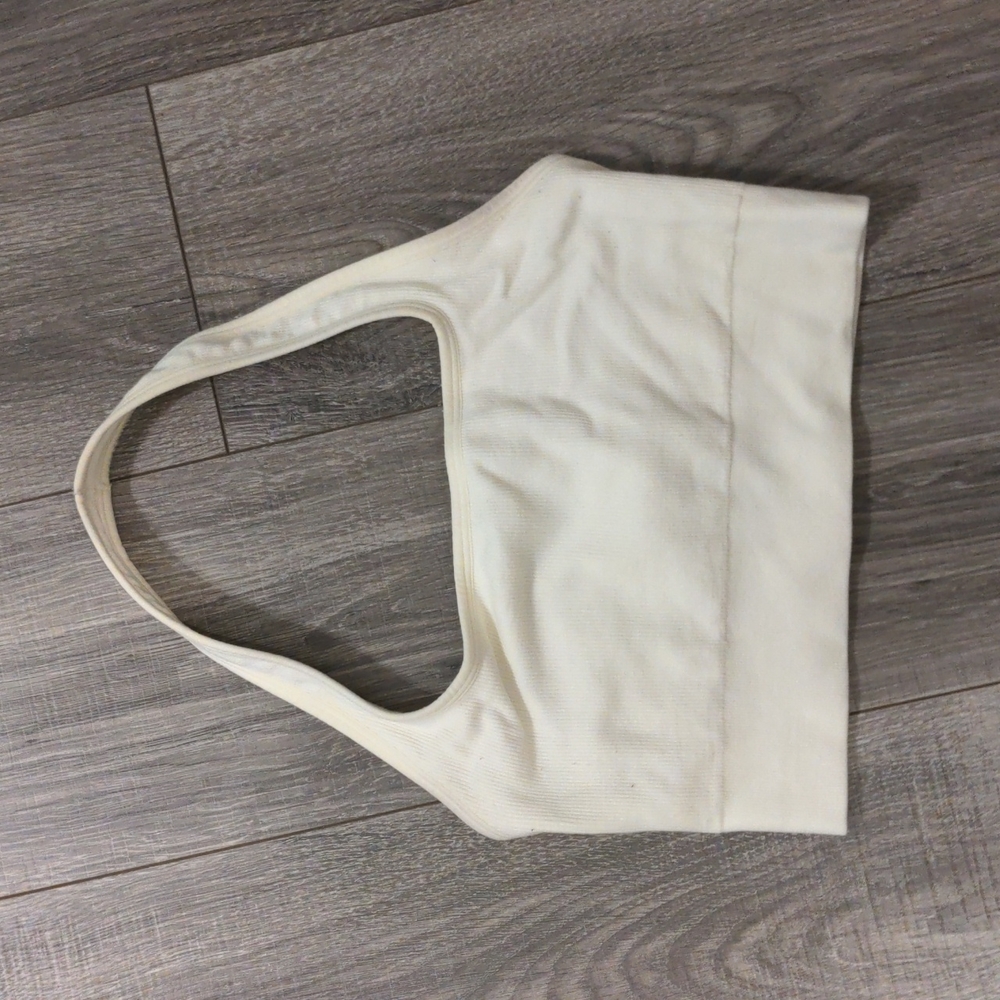 Creamy White Fabletics Halter Sports Bra